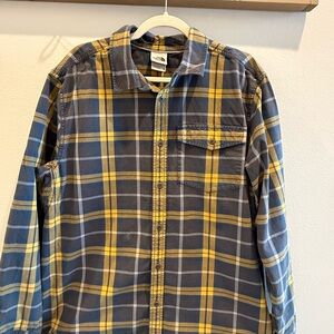 The North Face Men's Blue and Yellow Plaid Shirt